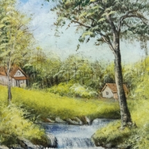 proljeće, voda, rijeka, zelenilo, drveće, kuće, kućice